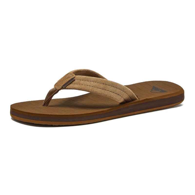 Quiksilver Carver Suede Flip Flops for Men, Arch Support Athletic Mens Sandals, Size 6 to 16 Thong Mens Slides, Tan/Solid, 8 M US - Image 1